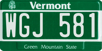 VT license plate WGJ581