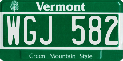 VT license plate WGJ582