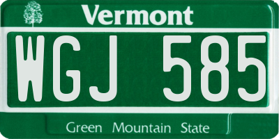 VT license plate WGJ585