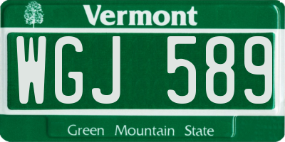 VT license plate WGJ589