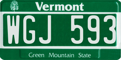 VT license plate WGJ593