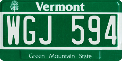 VT license plate WGJ594