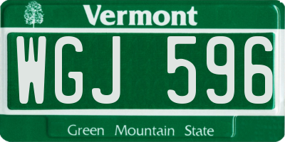 VT license plate WGJ596