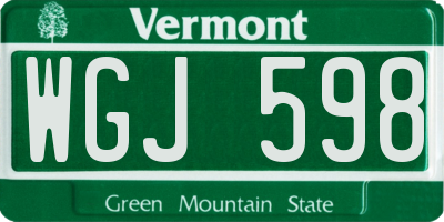 VT license plate WGJ598