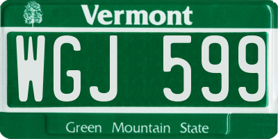 VT license plate WGJ599