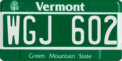 VT license plate WGJ602