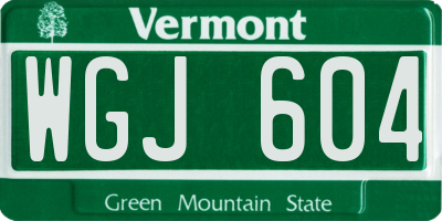 VT license plate WGJ604