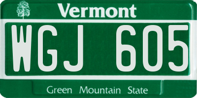 VT license plate WGJ605