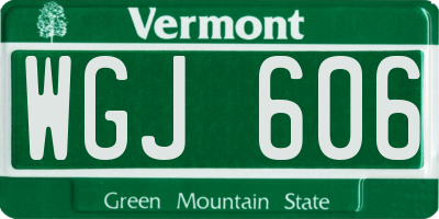 VT license plate WGJ606