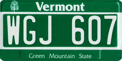 VT license plate WGJ607