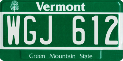 VT license plate WGJ612