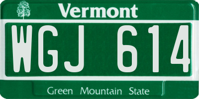 VT license plate WGJ614