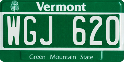 VT license plate WGJ620