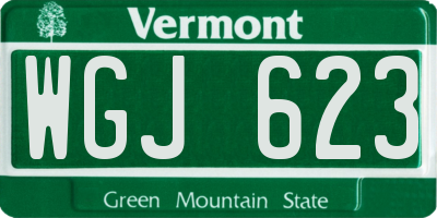 VT license plate WGJ623