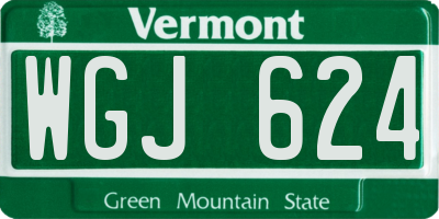 VT license plate WGJ624