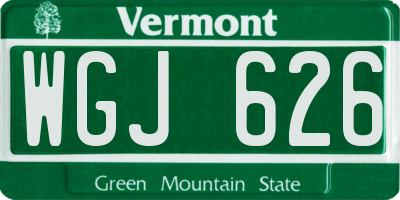 VT license plate WGJ626