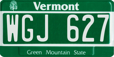 VT license plate WGJ627