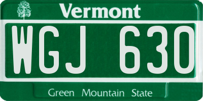 VT license plate WGJ630