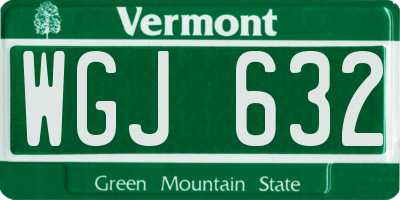 VT license plate WGJ632