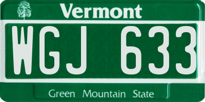 VT license plate WGJ633