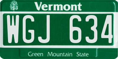VT license plate WGJ634