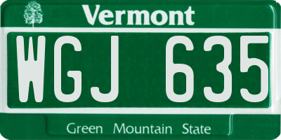 VT license plate WGJ635