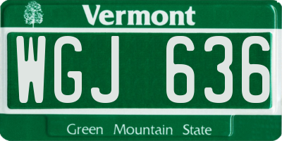 VT license plate WGJ636