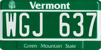 VT license plate WGJ637