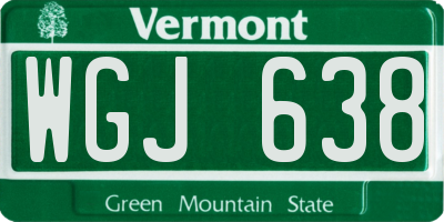 VT license plate WGJ638