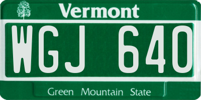 VT license plate WGJ640