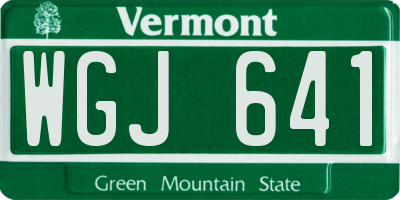 VT license plate WGJ641