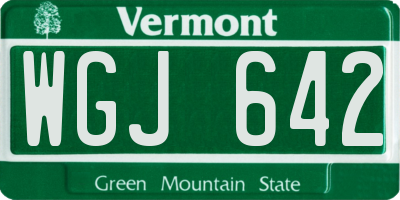 VT license plate WGJ642