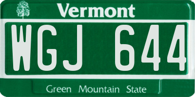 VT license plate WGJ644