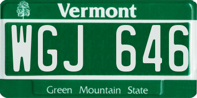 VT license plate WGJ646