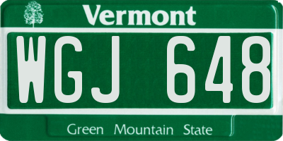 VT license plate WGJ648