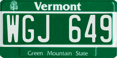 VT license plate WGJ649