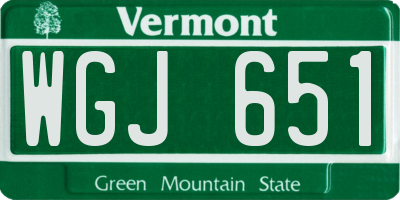 VT license plate WGJ651