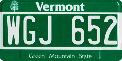 VT license plate WGJ652