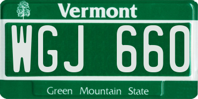 VT license plate WGJ660