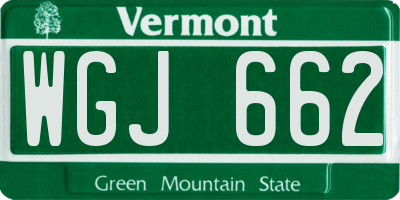 VT license plate WGJ662