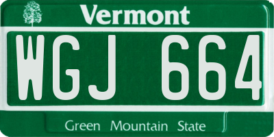 VT license plate WGJ664