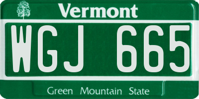 VT license plate WGJ665