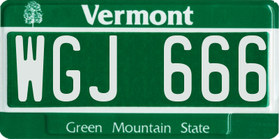 VT license plate WGJ666