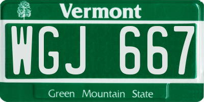 VT license plate WGJ667