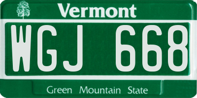 VT license plate WGJ668