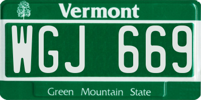 VT license plate WGJ669