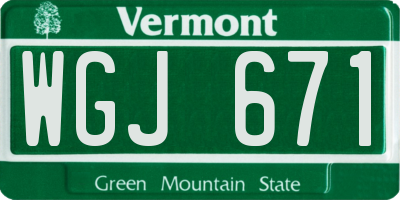 VT license plate WGJ671