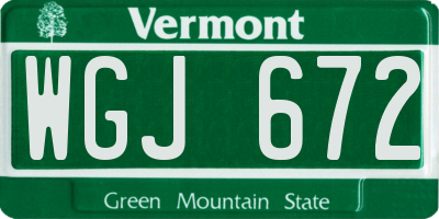 VT license plate WGJ672