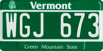 VT license plate WGJ673