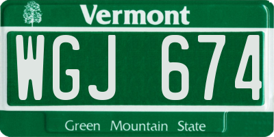 VT license plate WGJ674